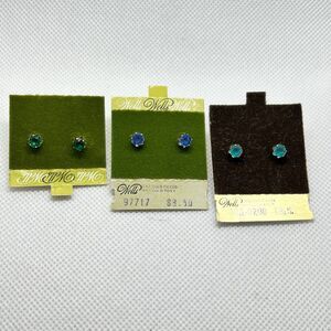 3 Pairs of VTG/NWT WELLS 24k Solid Gold Filled Stone Studs for Earrings Pierced